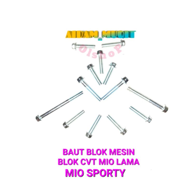 1 SET BAUT BLOK MESIN MIO SPORTY BAUT BLOK CVT MIO SPORTY BAUT BLOK CVT MIO KARBU MIO LAMA BAUT BLOK MESIN YAMAHA MIO KARBU