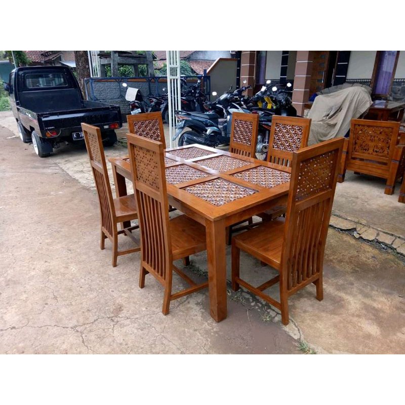 MEJA MAKAN BALERO KURSI 6 (free kaca)