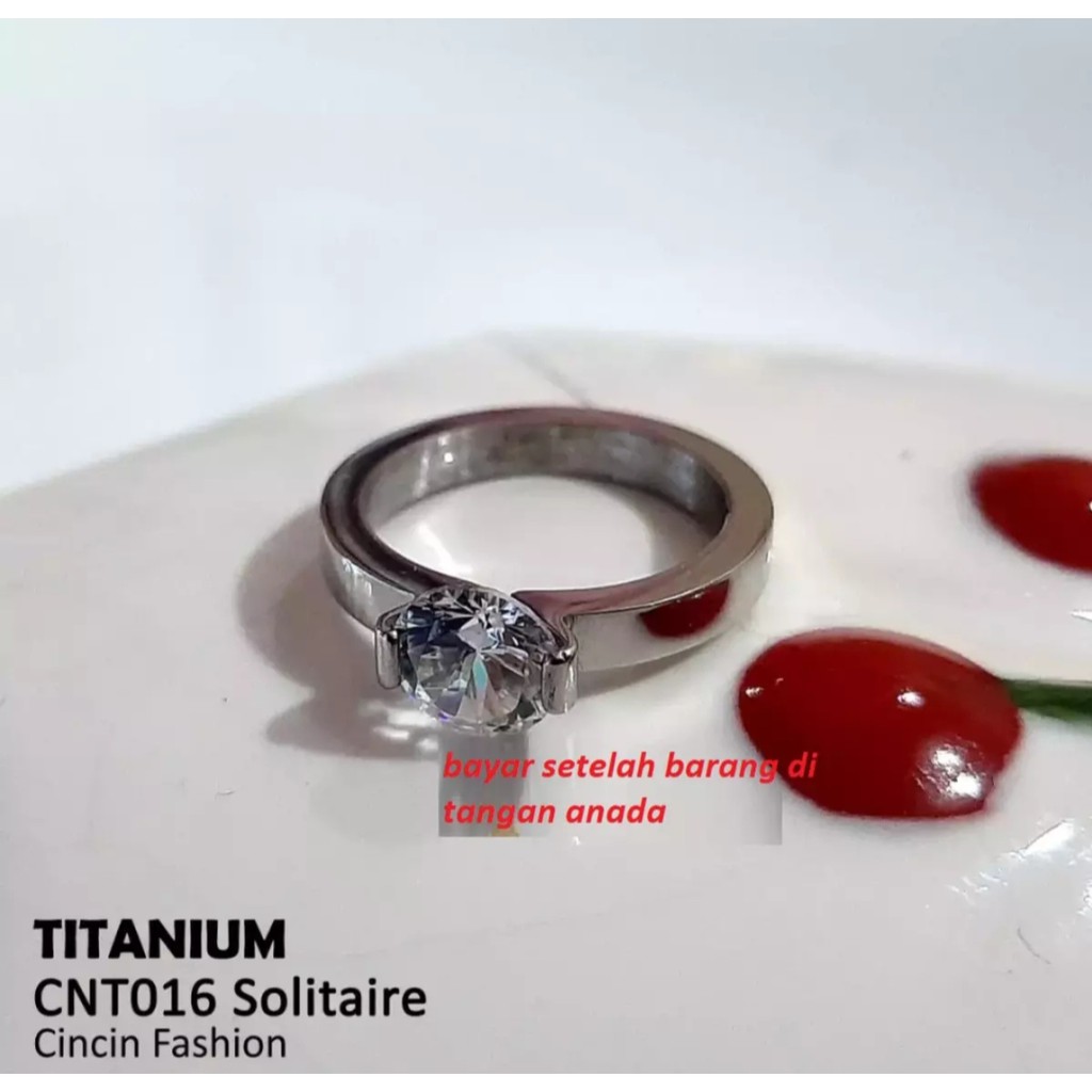 [Bayar Di Tempat] Cincin Wanita Titanium Korea Diamond Wedding Ring Berlian Anti Karat harga satuan