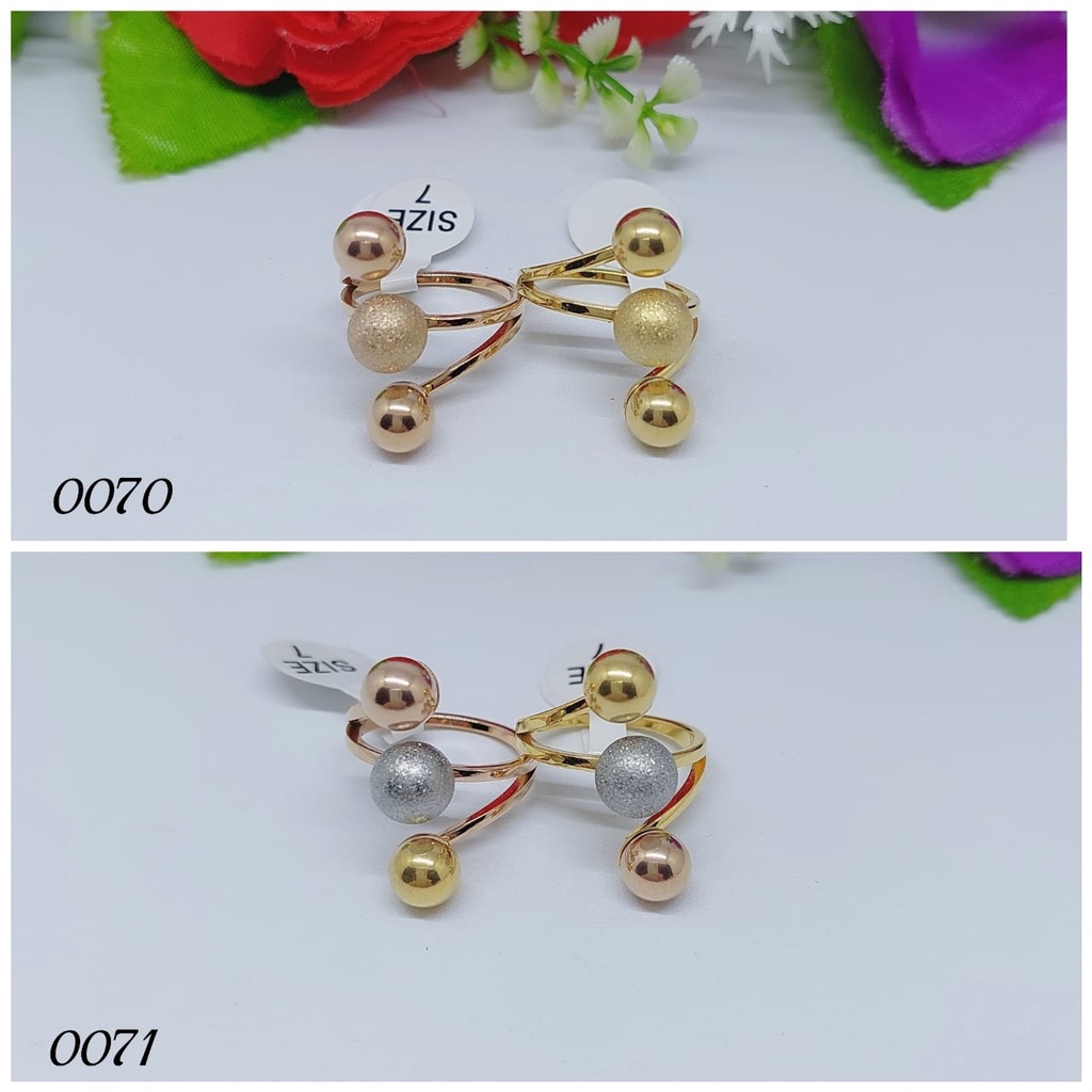 Cincin titanium biji bola perhiasan wanita 0070,0071