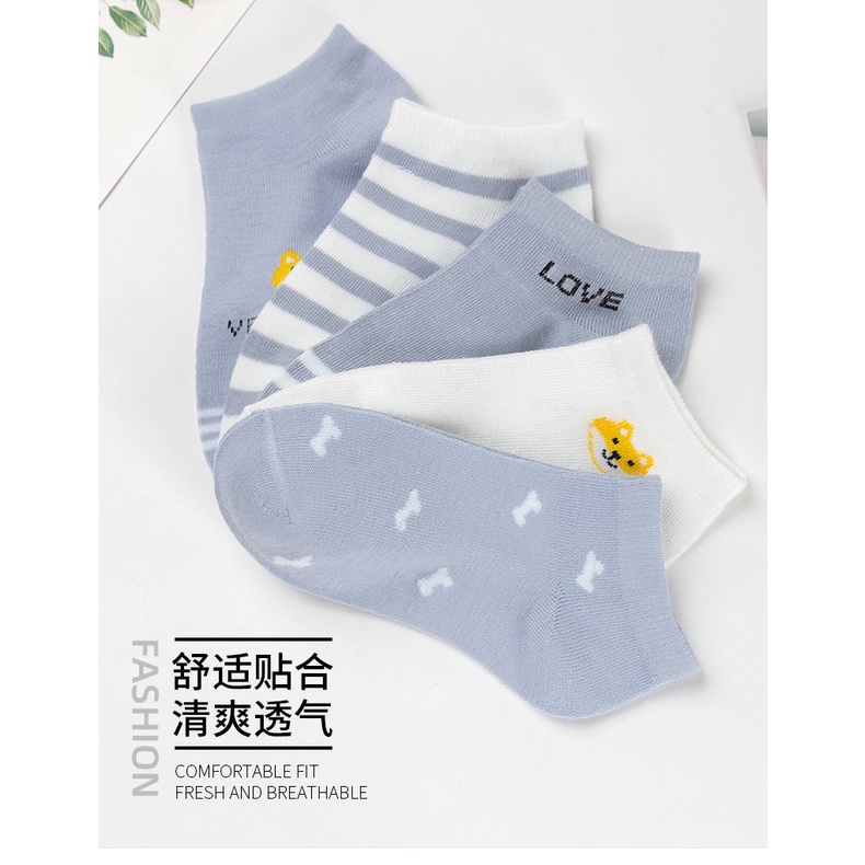 ☀ Sunly ☀ A110 Kaos Kaki Wanita Motif Blue Bear Love Fashion Korea Women Sock Import Murah