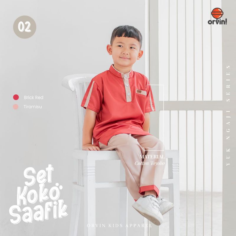 ORVIN KIDS Set Koko Anak SAAFIK Brick Red - Tiramisu Setelan Toyobo
