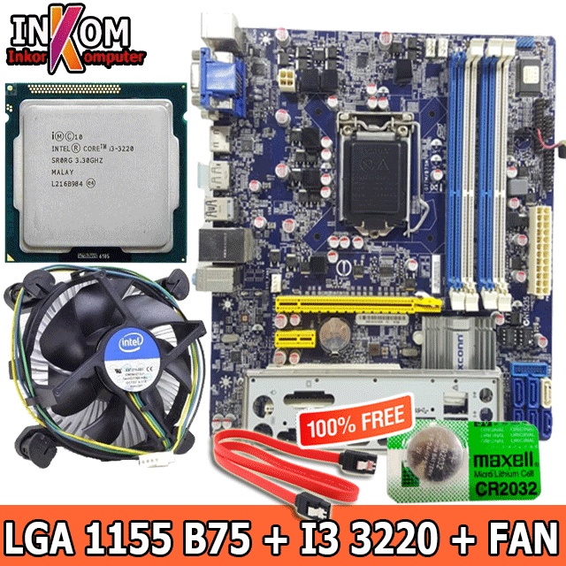 Motherboard Mainboard Mobo Asrock B75M DDR3 Soket LGA 1155 Onboard/CPU Core i5