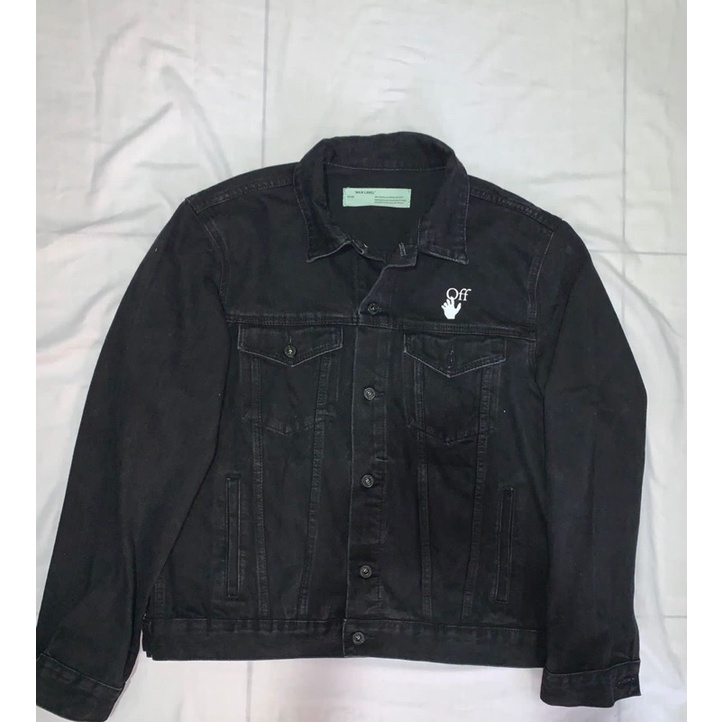 Denim Off-White Klik Monalisa Demin Jacket Man Black Full tag