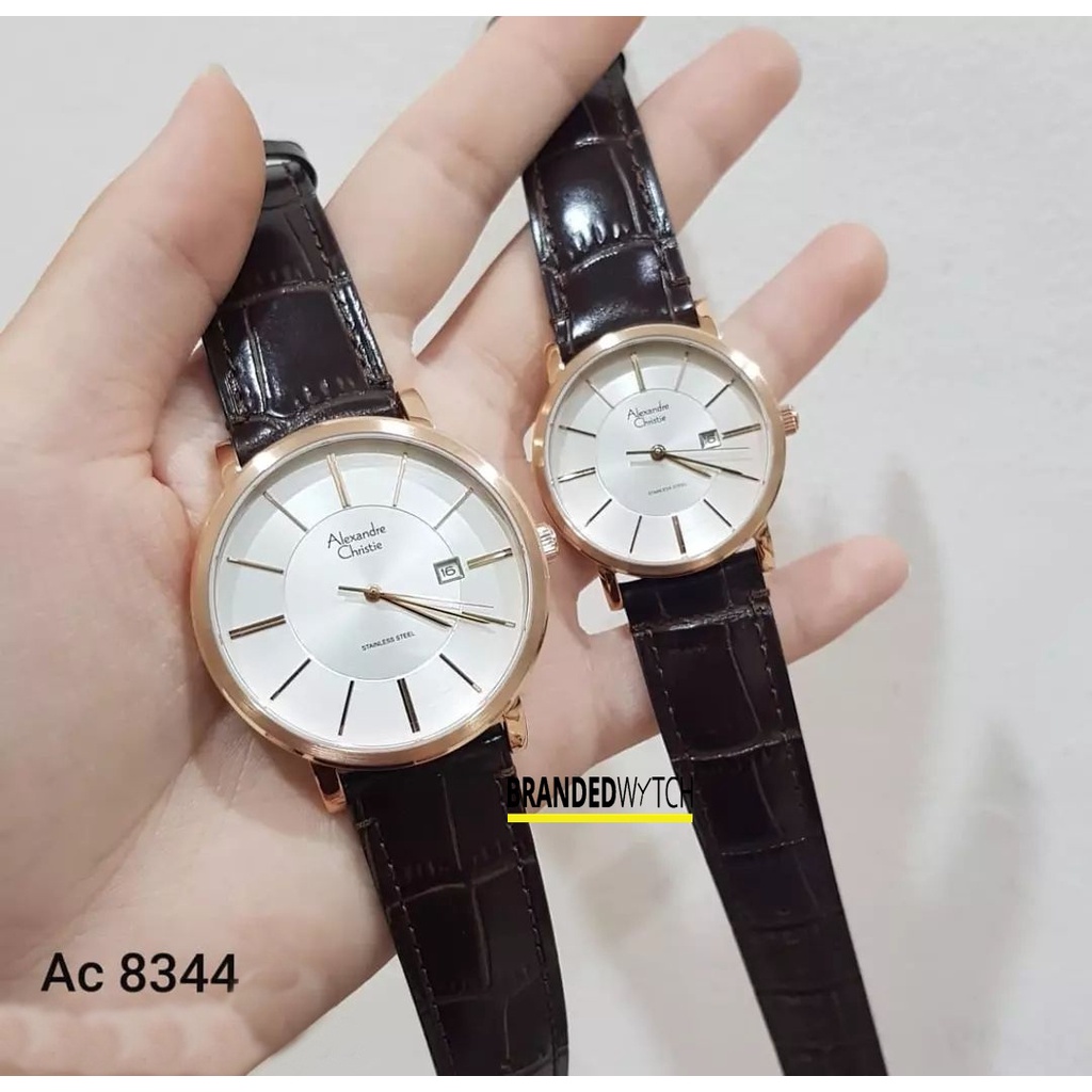 Jam Tangan Pasangan Alexandre Christie 8344 Brown Rosegold / Alexandre Christie Couple 8344