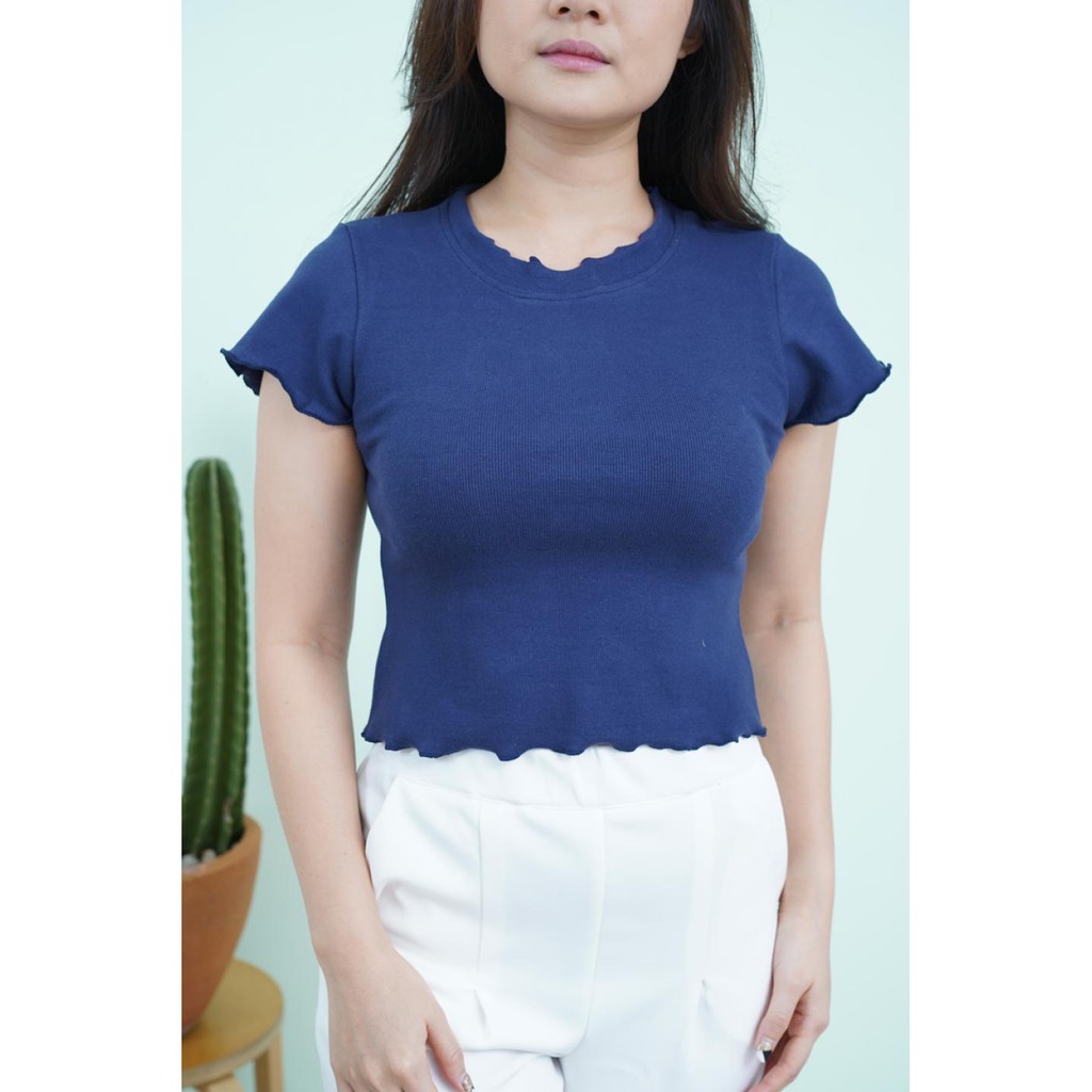 JANE COLLECTION || Crop Knit Top Kaos Polos Seashell Crop Top Kaos Sexy Pendek