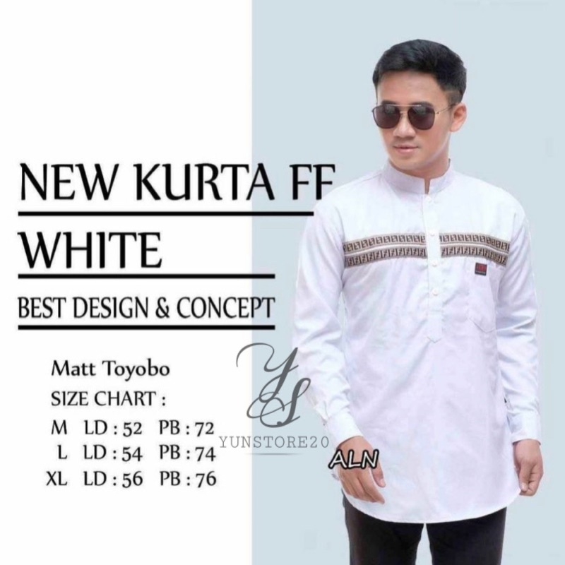 Kemeja Koko Pria Lengan Panjang Baju Kurta FF Dewasa Terbaru Slimfit High Quality