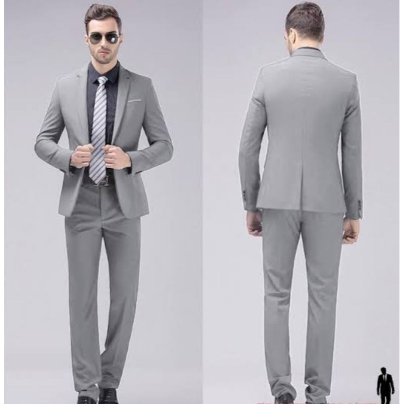 Jual jas dan blazer setelan pria formal/casual warna abu muda | Shopee