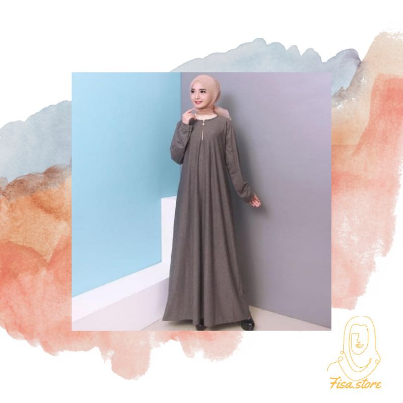 Baju Gamis Wanita Gamis Jumbo polos L-XXXL Bahan Misty 9621 -DARKGREY, XXL-XXXL