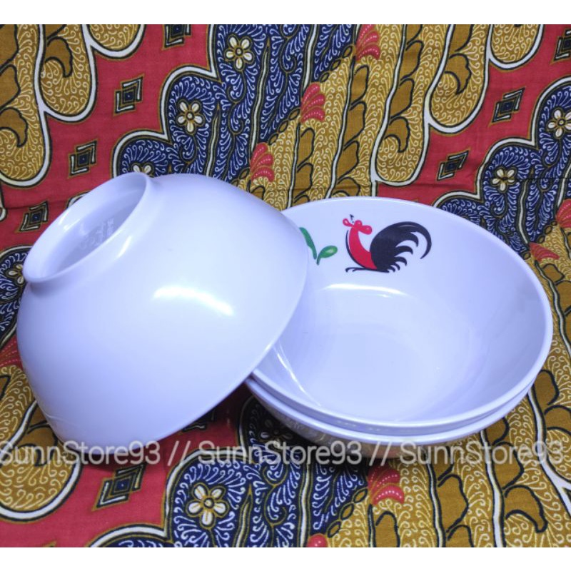 mangkok makan ayam jago asli melamin isi 6pcs