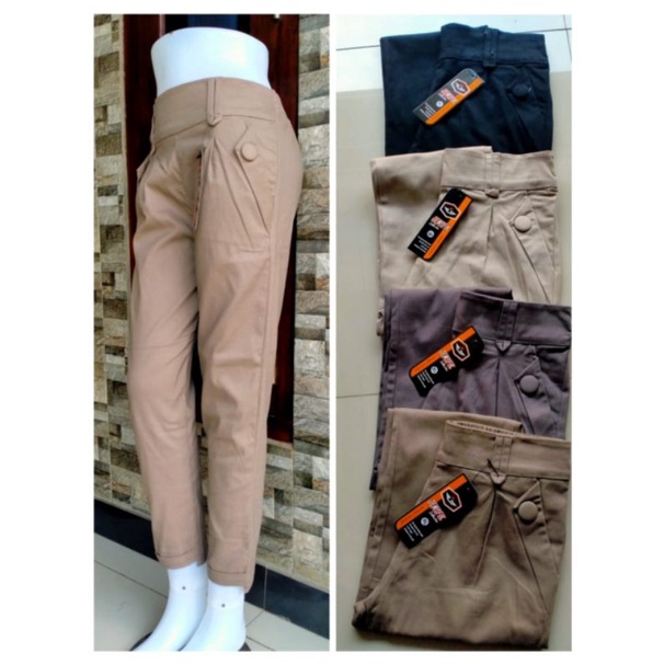 Celana Wanita Kasual Baggypants Promo Bahan Twill Combed Stretch Tebal dan Melar Size Standar Jumbo