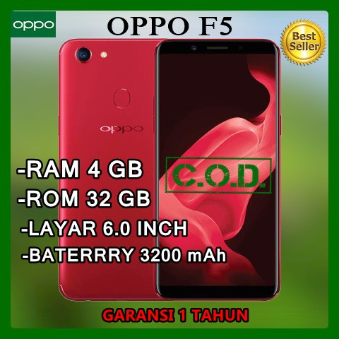 TERLASIR HP OPPO F5 RAM 4/32 GB GARANSI RESMI 1 TAHUN