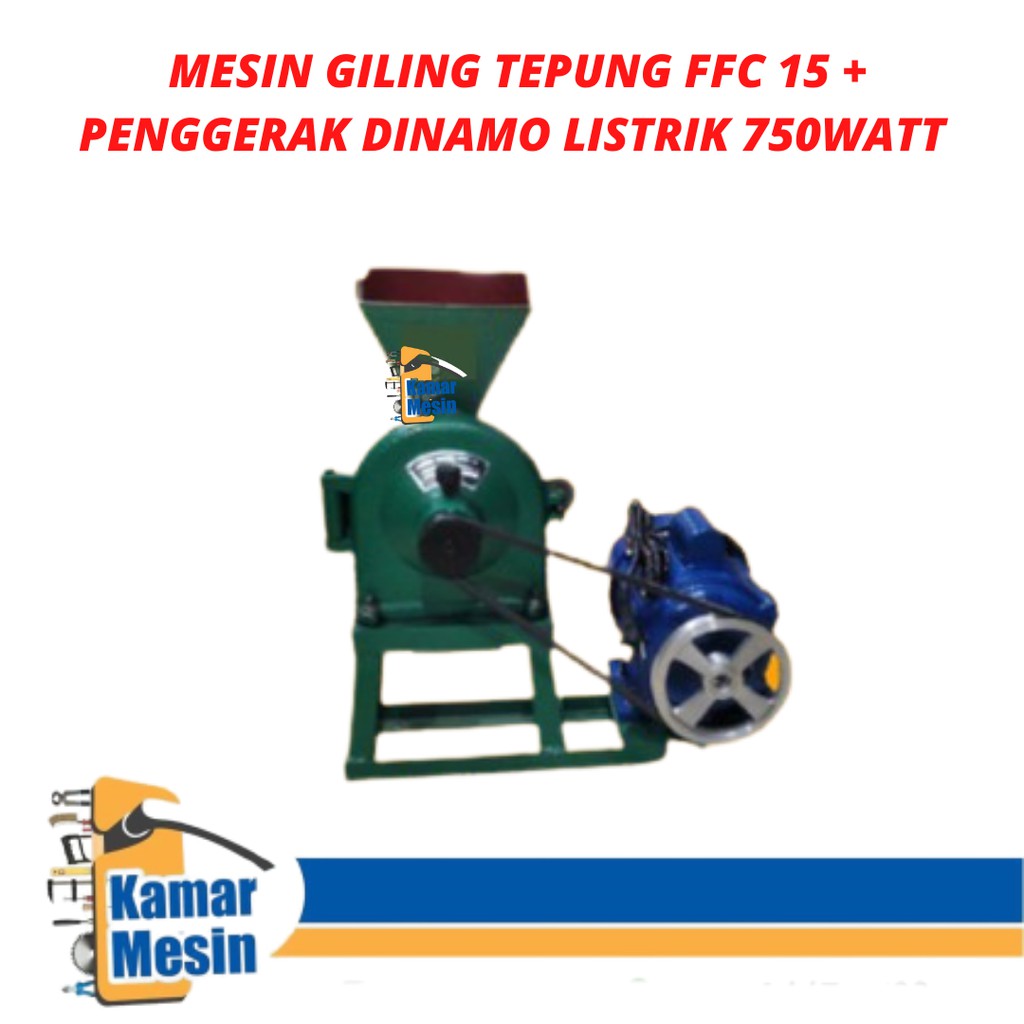 MESIN PENEPUNG MESIN GILINGAN TEPUNG DISK MILL FFC15 + PENGGERAK DINAMO LISTRIK