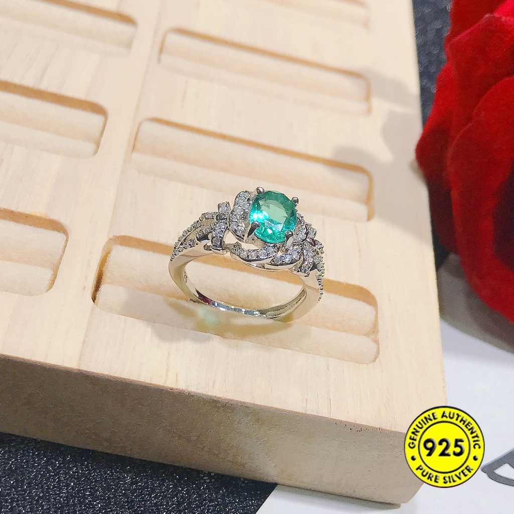 Cincin Model Terbuka Desain Bunga Mawar Hias Permata Warna Warni Adjustable Untuk Wanita