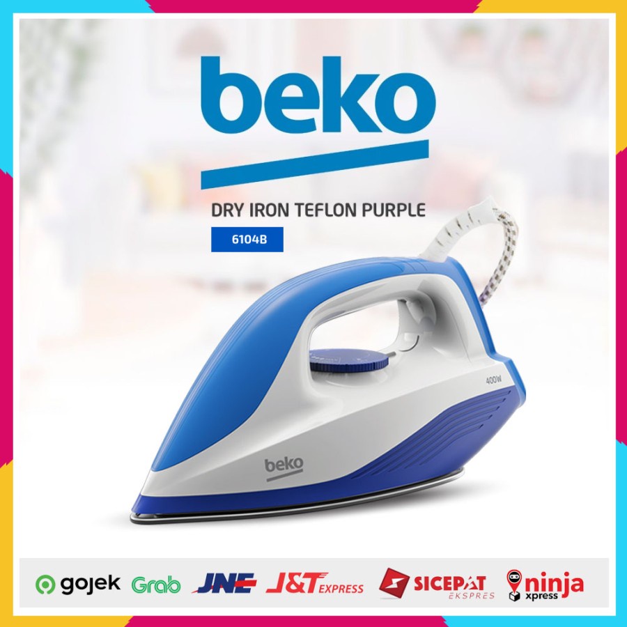 Setrika Beko Dim 6104B Biru Electric Dry Iron 400 Watt