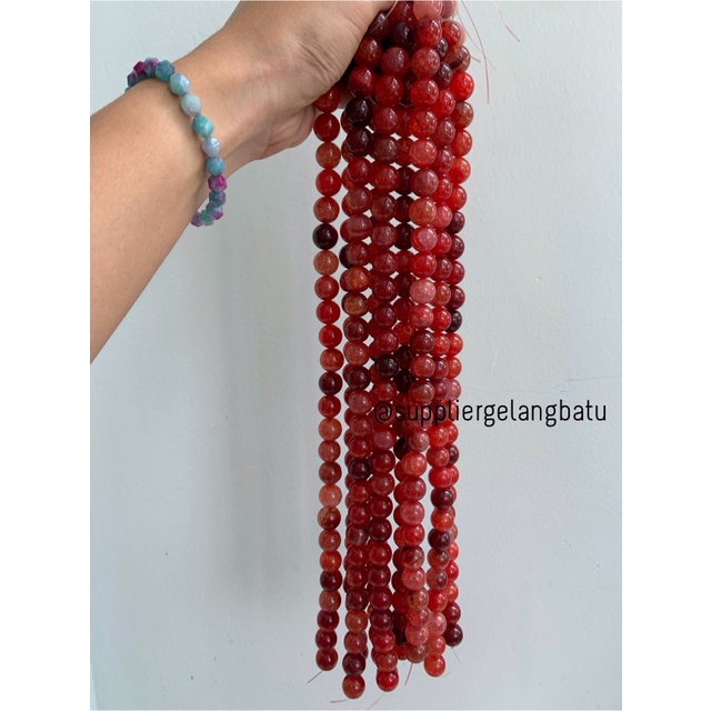 batu red yaspis merah serat 14mm natural perhiasan bahan gelang kalung anting strap mask kerajinan tangan craft citayam fashion week etink vintage elegan bali manik crystal perhiasan