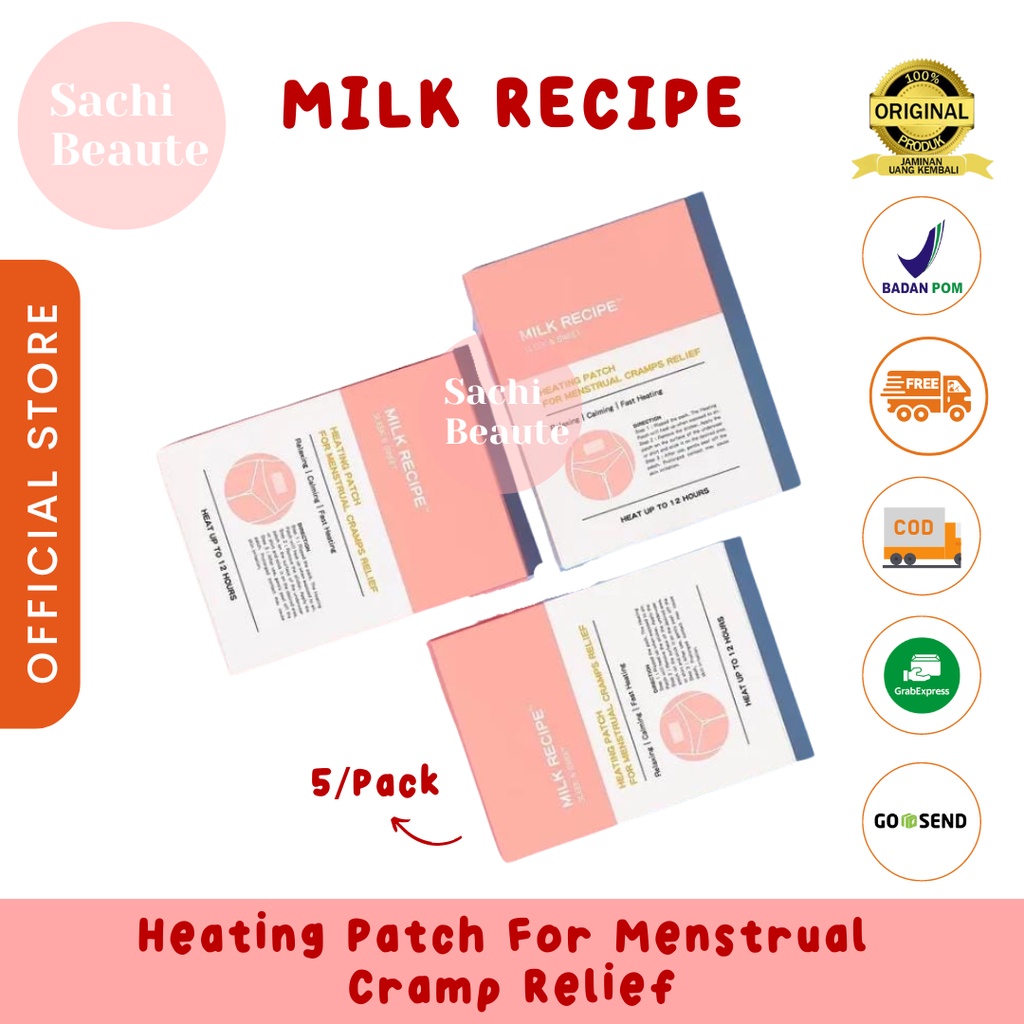 Milk Recipe Heating Patch for Menstrual Cramp Relief 5 Pcs | Kompres Penghangat | - Heating Pad untuk Meredakan Nyeri Haid Menstruasi