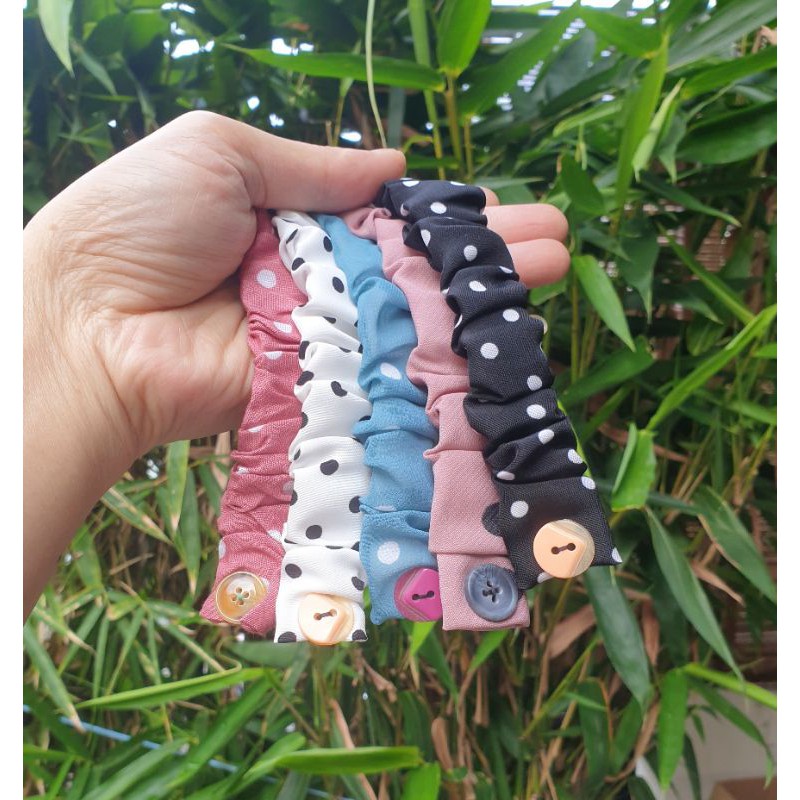 KEMASAN PLASTIK SATUAN MOTIF POLKADOT KONEKTOR MASKER MODEL KANCING