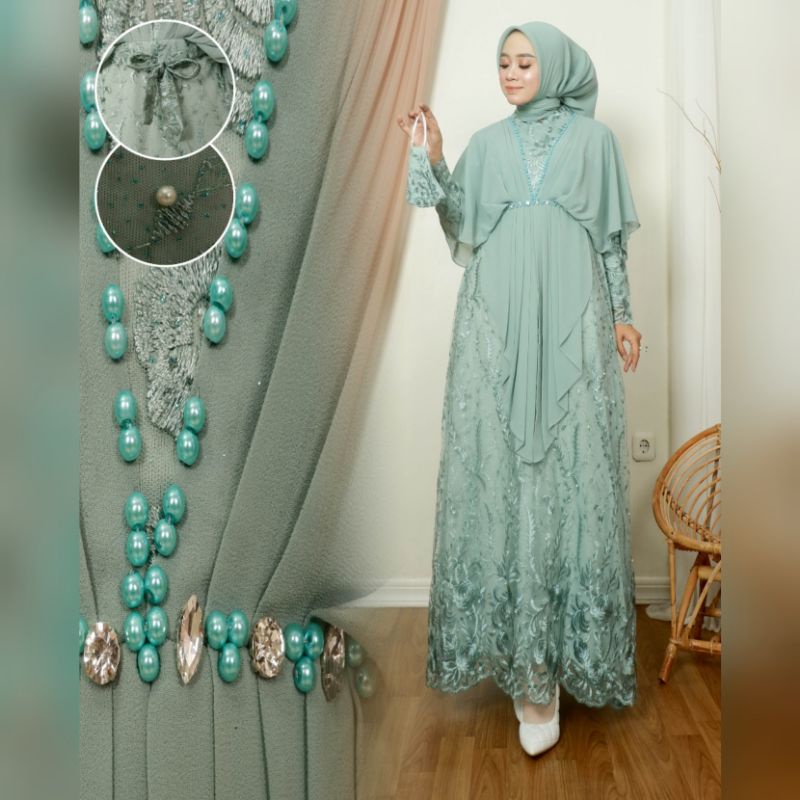 Permata Olshop / Gamis Khanza NK / Kebaya Modern / Gamis Brokat Kondangan / Kebaya Brukat Pesta Mewah