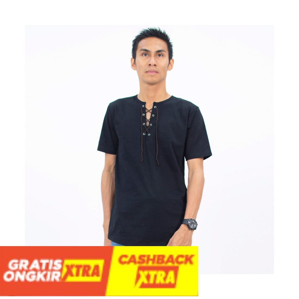 MODEL TERBARU STYLE KEKINIAN - TALI kaos kurta / Baju Koko Pria / Muslim Gamis Pakistan / koko