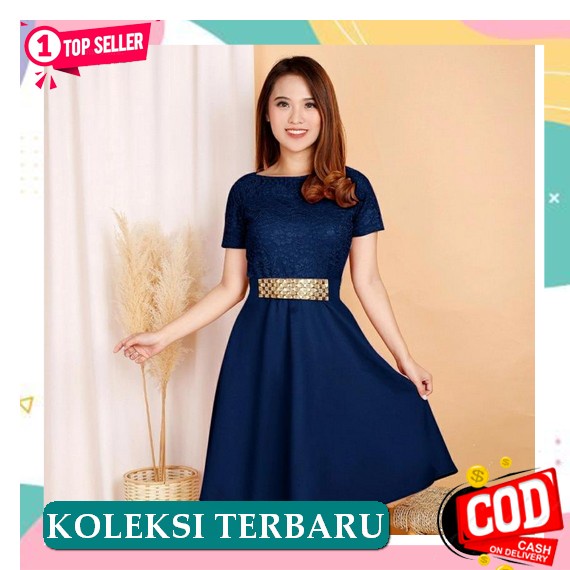 Dress Cantik Korea Lilac Ungu Lavender Model Terbaru Edisi 2022 Korean Dress Polos Combi Ayami - Nav