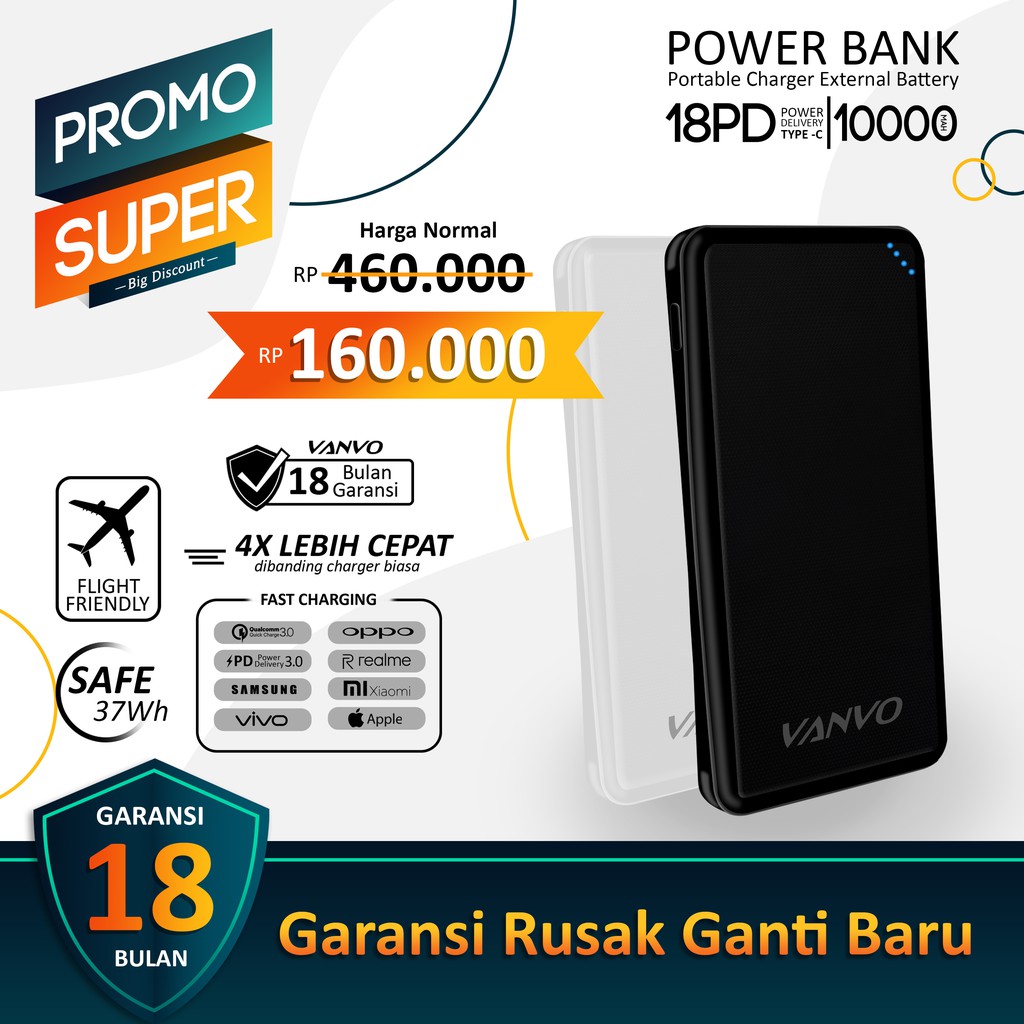 Jual Power Bank Powerbank Fast Charging Mah Vanvo Ves Pd Type