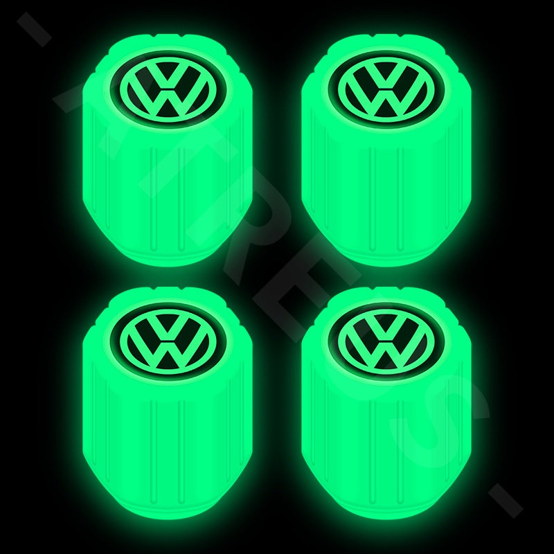 4pcs Volkswagen Luminous Pentil Ban Tutup Pentil Ban Polo Volkswagen Golf mk3 mk6 mk7 Scirocco Beetle Passat B5 B6 B7 CC B8 T5 Aksesoris Mobil Motor Sepeda