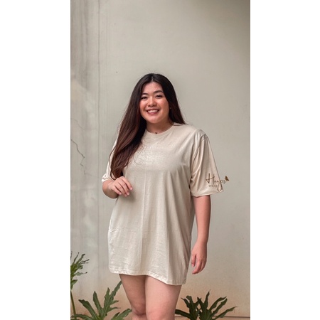 OVERSIZED TEE BEIGE (PREMIUM) ( Kaos Bigsize / Kaos Premium / Kaos Basic / Kaos Jumbo )