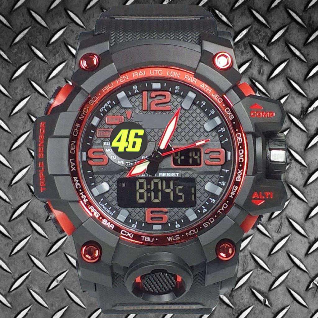 (Istimewa Bossque) Jam VALENTINO ROSSI 46 DT List Merah (Exclusive)