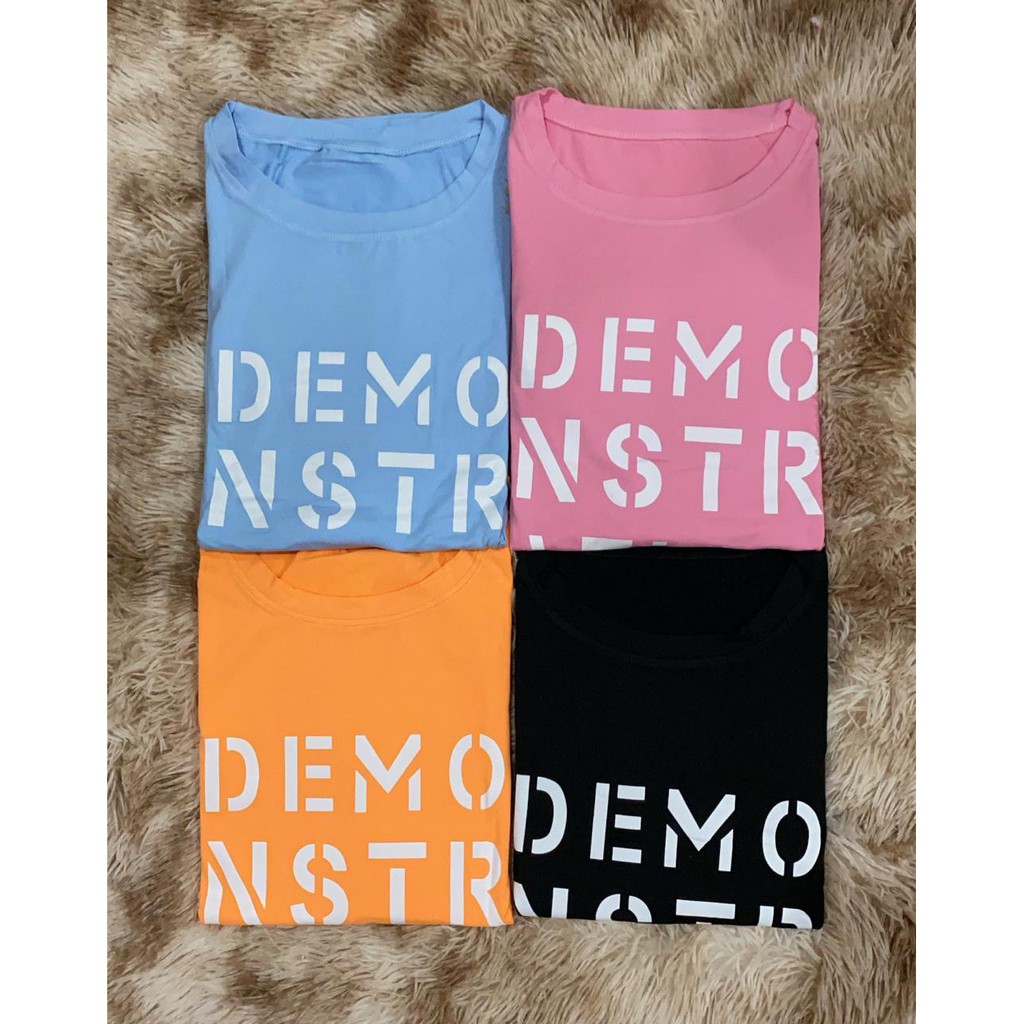 Oversize Tee Tshirt Wanita Model Longgar Motif Tulisan DEMO