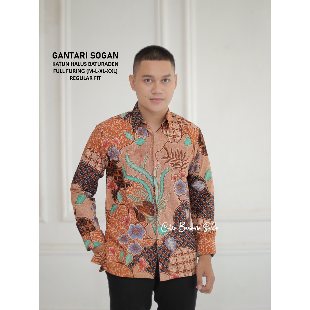 GANTARI SOGAN Batik Pria Full Furing Bahan Katun Halus Baturaden