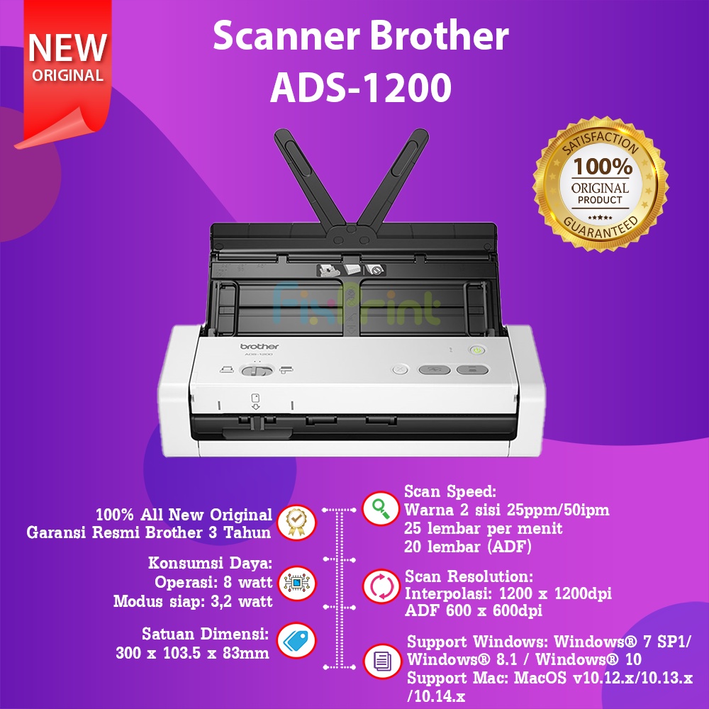 Mesin Portable Scan Dokumen ADS 1200 Scanner Brother ADS-1200 New Original