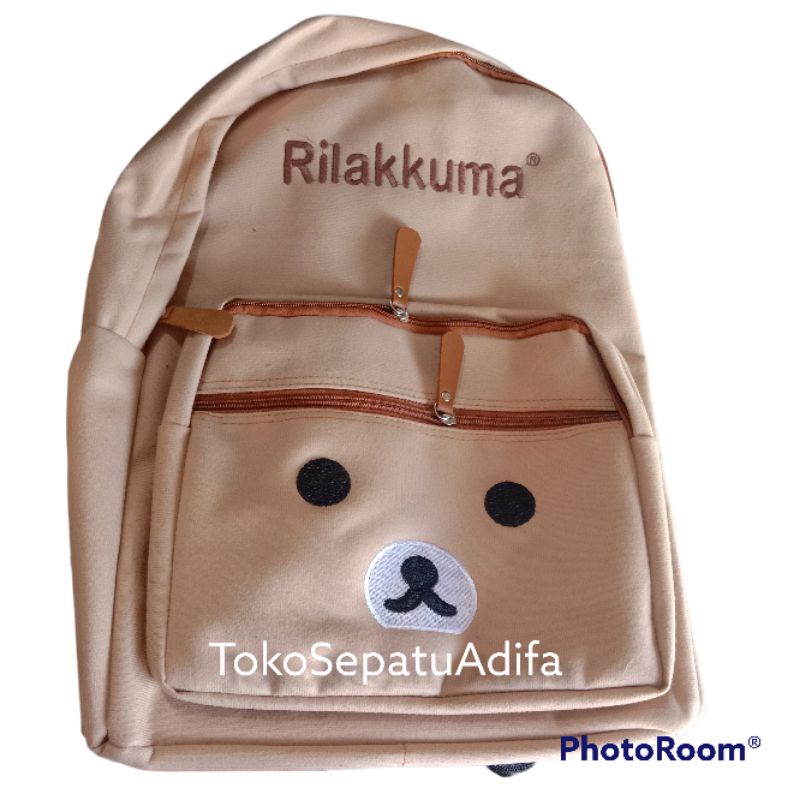 Tas Sekolah Anak Perempuan Lucu / Ransel Perempuan Bahan Kain Kain RILAKKUMA BERUANG