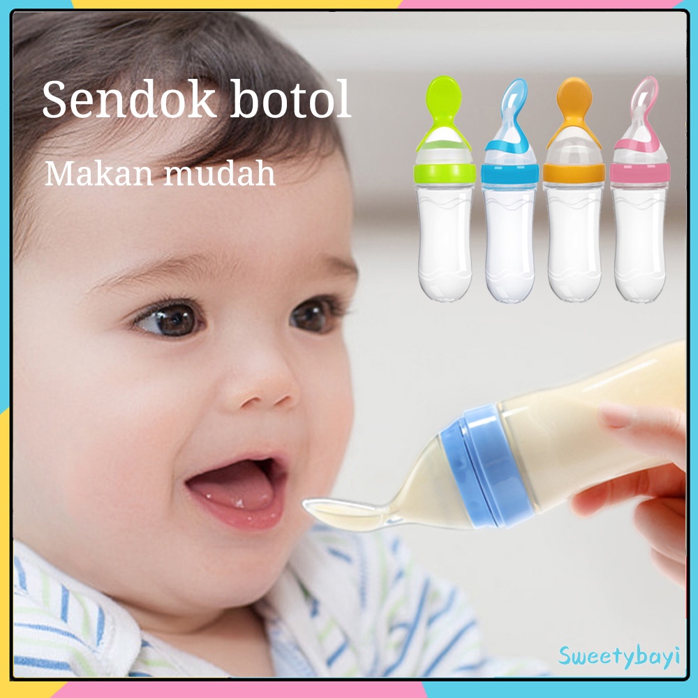 Sweetybayi Botol sendok bayi silikon Botol dot BPA Free