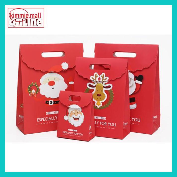 

W4Wt54- L Kantong Motif Rudolf, Paper Bag Packing Hadiah Natal For X'Mas Gift T7Rtu6-