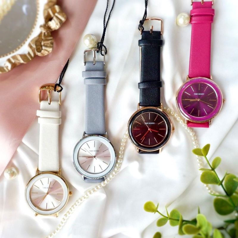 JAM TANGAN WANITA CEWE  8122 WANITA JIMSHONEY KULIT PROMO DISKON