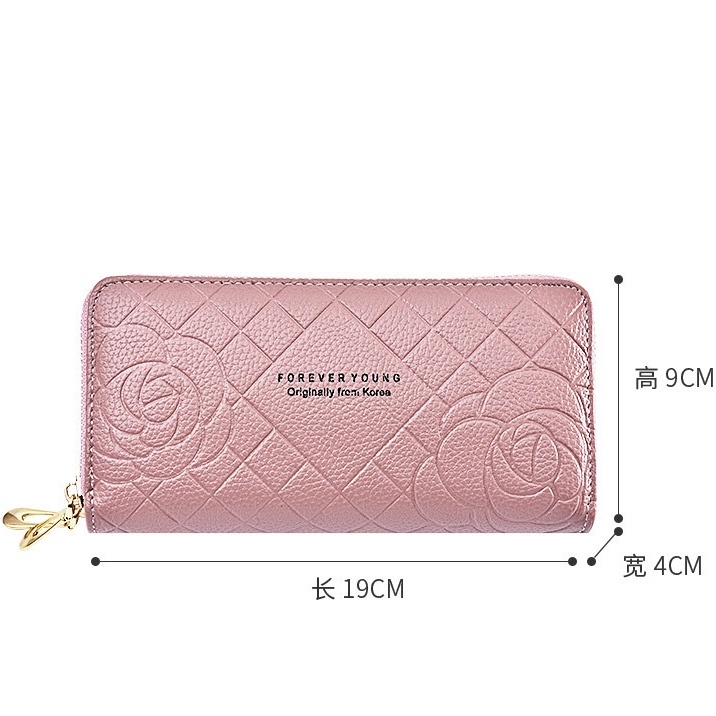 DOMPET IMPORT PANJANG WANITA 2 RESLETING PREMIUM PESTA KULIT PINK BUNGA KEKINIAN PORTALE WA477P3 MUAT HP TALI SLOT PENDEK KARTU UANG KOIN CEWEK MURAH REMAJA BRANDED KOREA