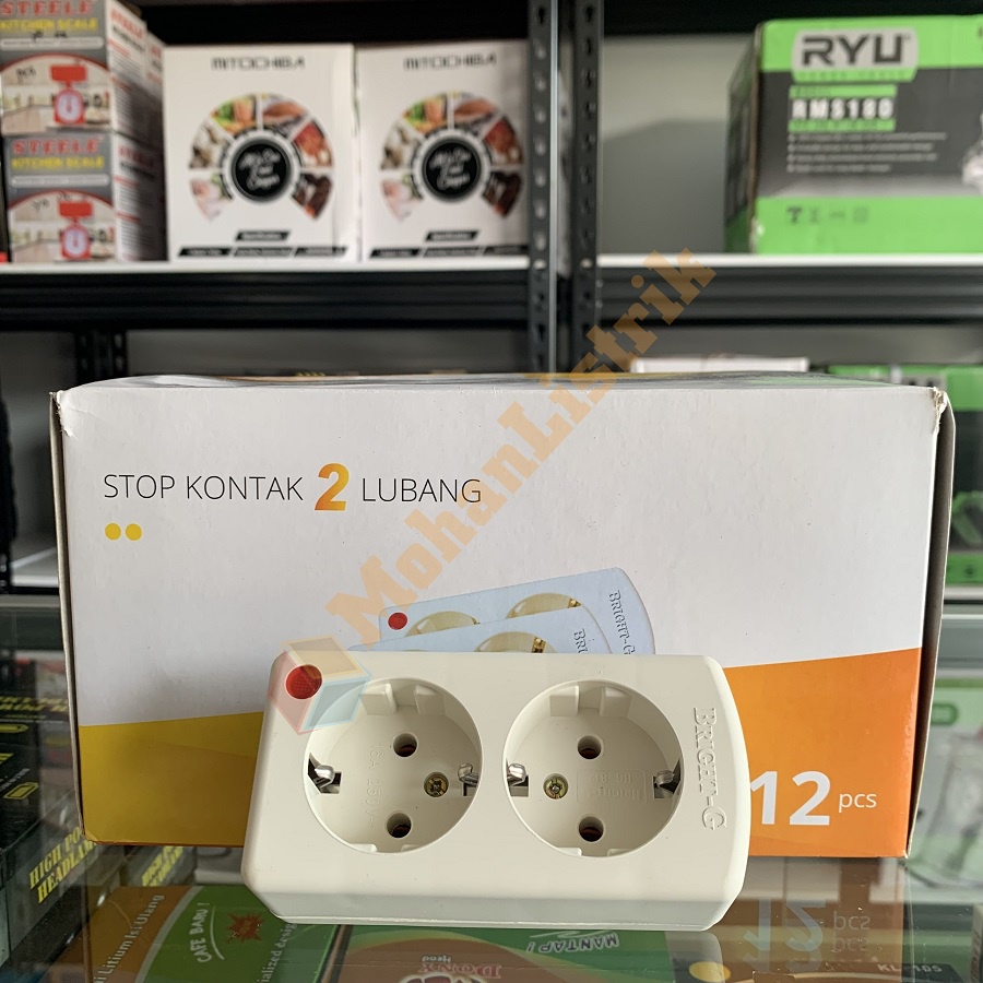 Stop Kontak Bright-G 2 Lubang 2 Lobang BG-812 Kuningan SNI Tanpa Kabel