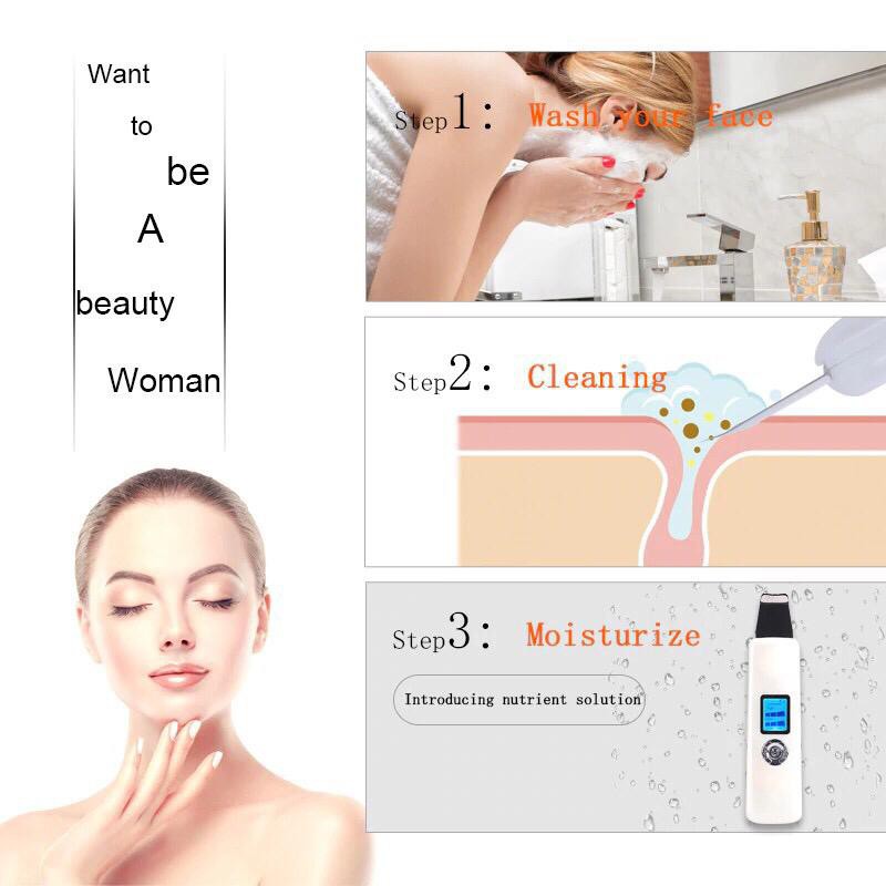 Face skin scrubber Pembersih wajah ultrasonic skin scrubber angkat kulit mati kerutan minyak wajah