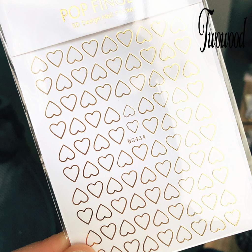 Twowood Stiker Kuku Motif Hati Untuk Dekorasi Nail Art