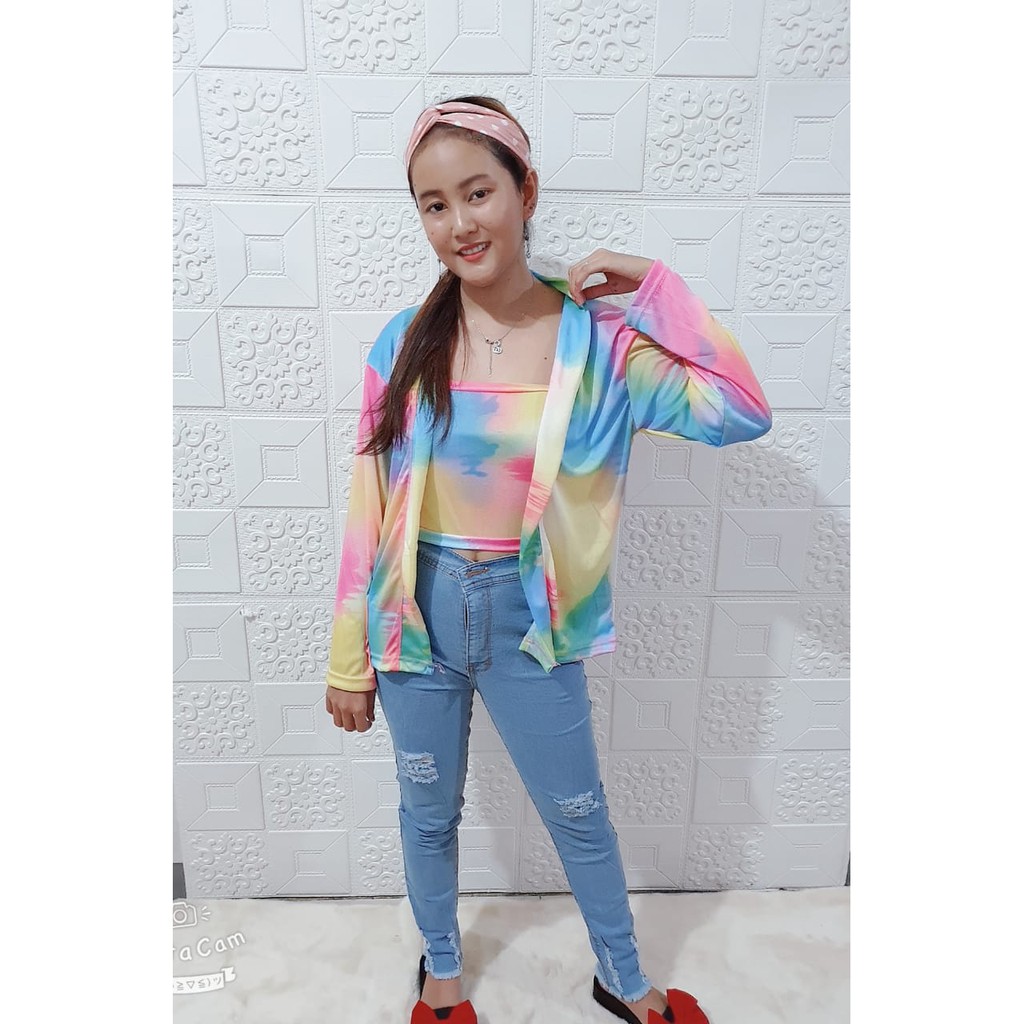 Set Cardigan + Kemben / Outer Tie Dye Set Fit XL