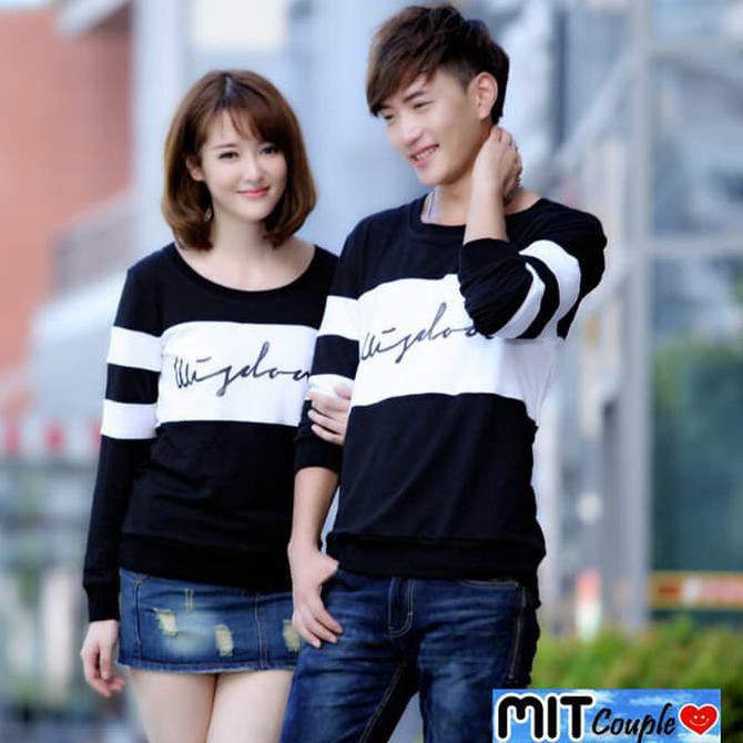 READYSTOCK KAOS  COUPLE  LENGAN PANJANG WISDOM HITAM PUTIH  