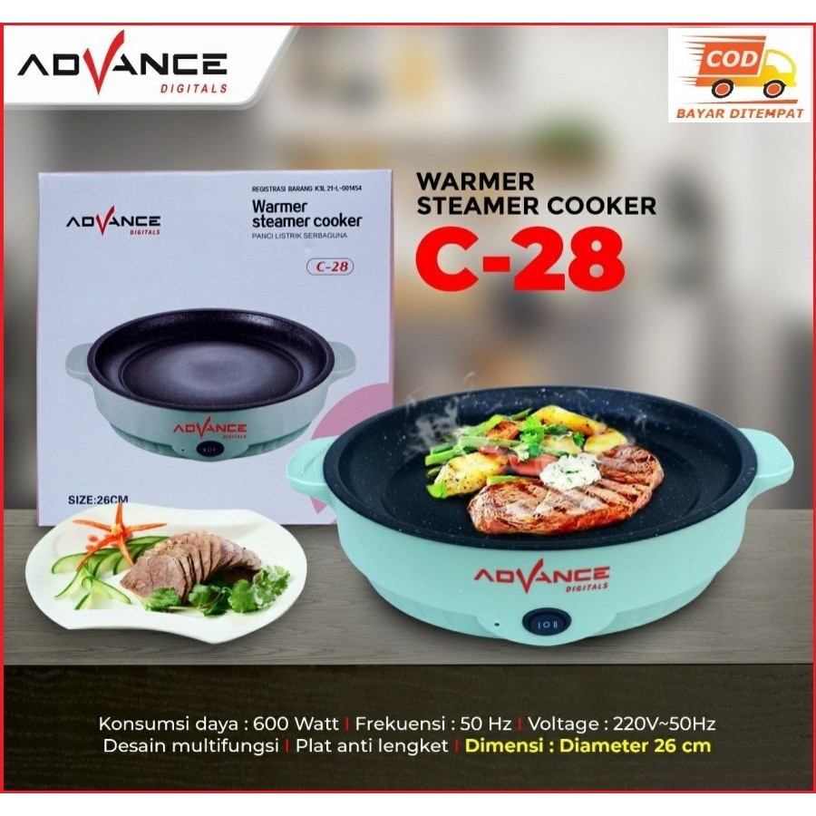 ADVANCE WARMER STEAMER COOKER / PANCI LISTRIK SERBAGUNA C-28 SIZE 26CM