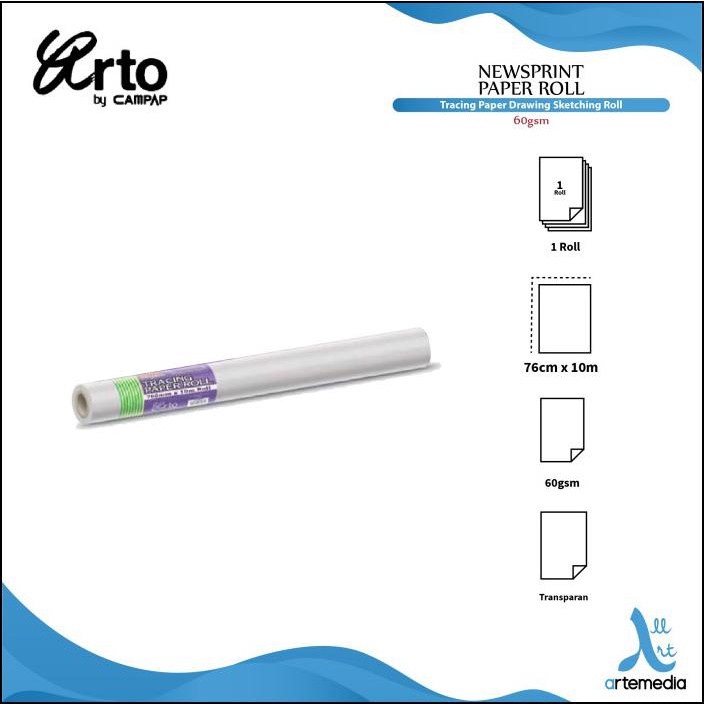 

KERTAS KALKIR ARTO TRACING PAPER ROLL DRAWING SKETCHING - 60GSM