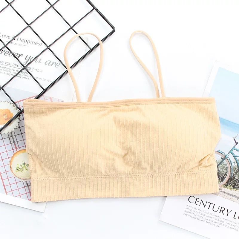 [ LINGERIE MASTER ] - (B-16) BH Ice Silk Bralette Tube Bra / Crop Top Bra Ice Silk Seamless Lingerie Halus / Bra Kemben CD&BRA BH Import-B-16 Skin