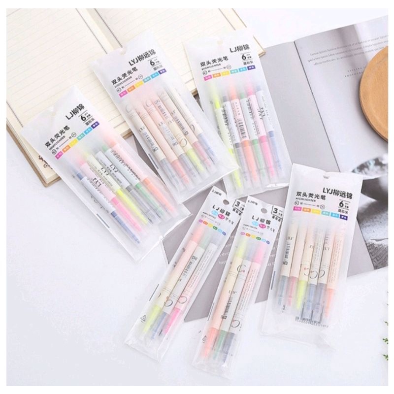 Stabilo Set Warna Warni Doble / 3pcs 6warna / Side Pulpen 2Sisi  HIGHLIGTER