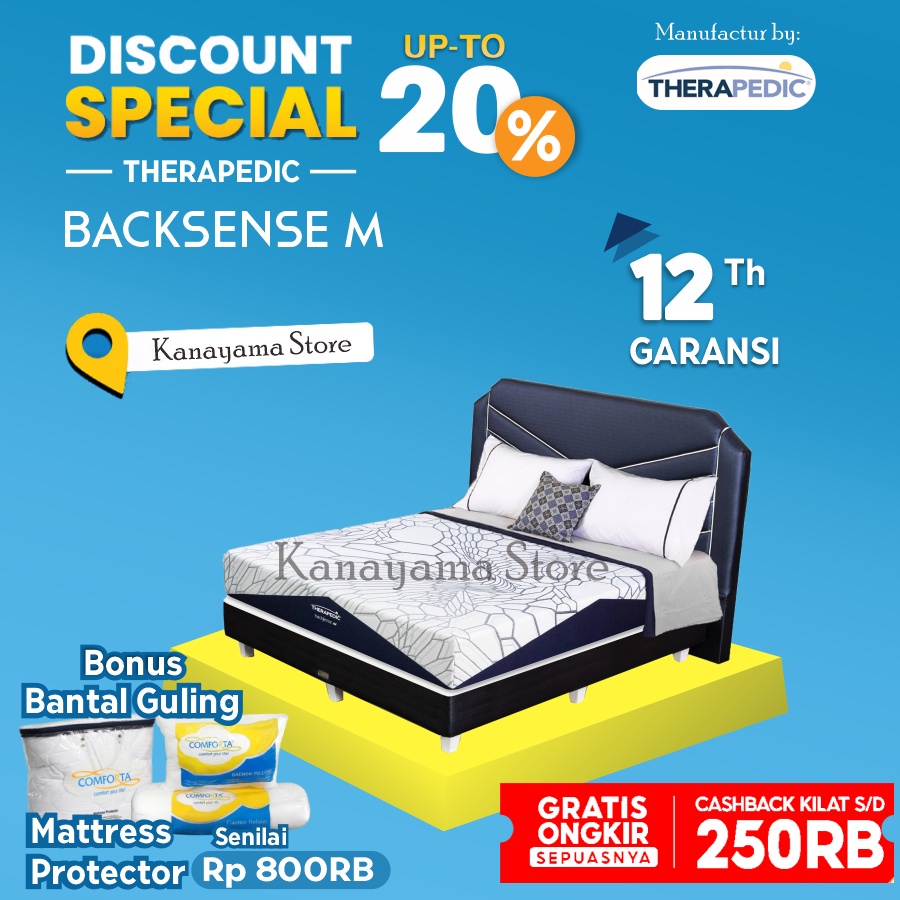 Therapedic Spring Bed Backsense M Latex BEDSET 160 180 200 100 x200 - 100*200