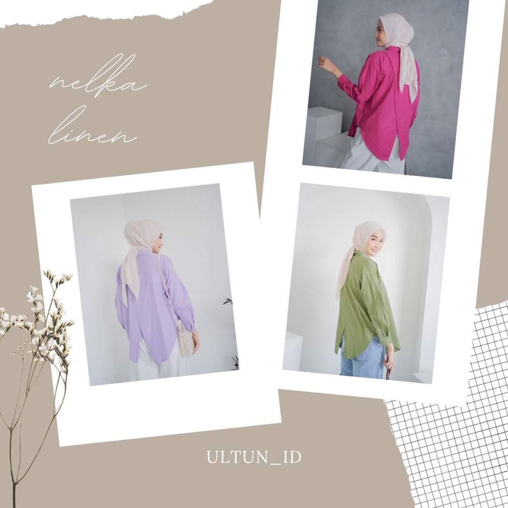 KEMEJA LINEN NELKA SHIRT / KEMEJA WANITA OVER SIZE / KEMEJA WANITA KEKINIAN BAHAN PREMIUM ADEM DAN NYAMAN DI PAKAI