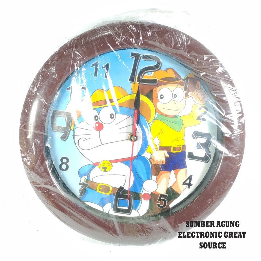 Jam Dinding Gambar Anak Bulat Doraemon Hello Kitty Nobita Macam Warna