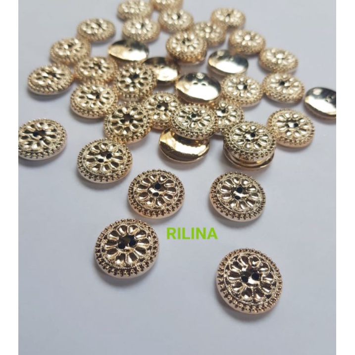 Kancing baju Import jamur motif Emas Size 2 Cm 1gros 144